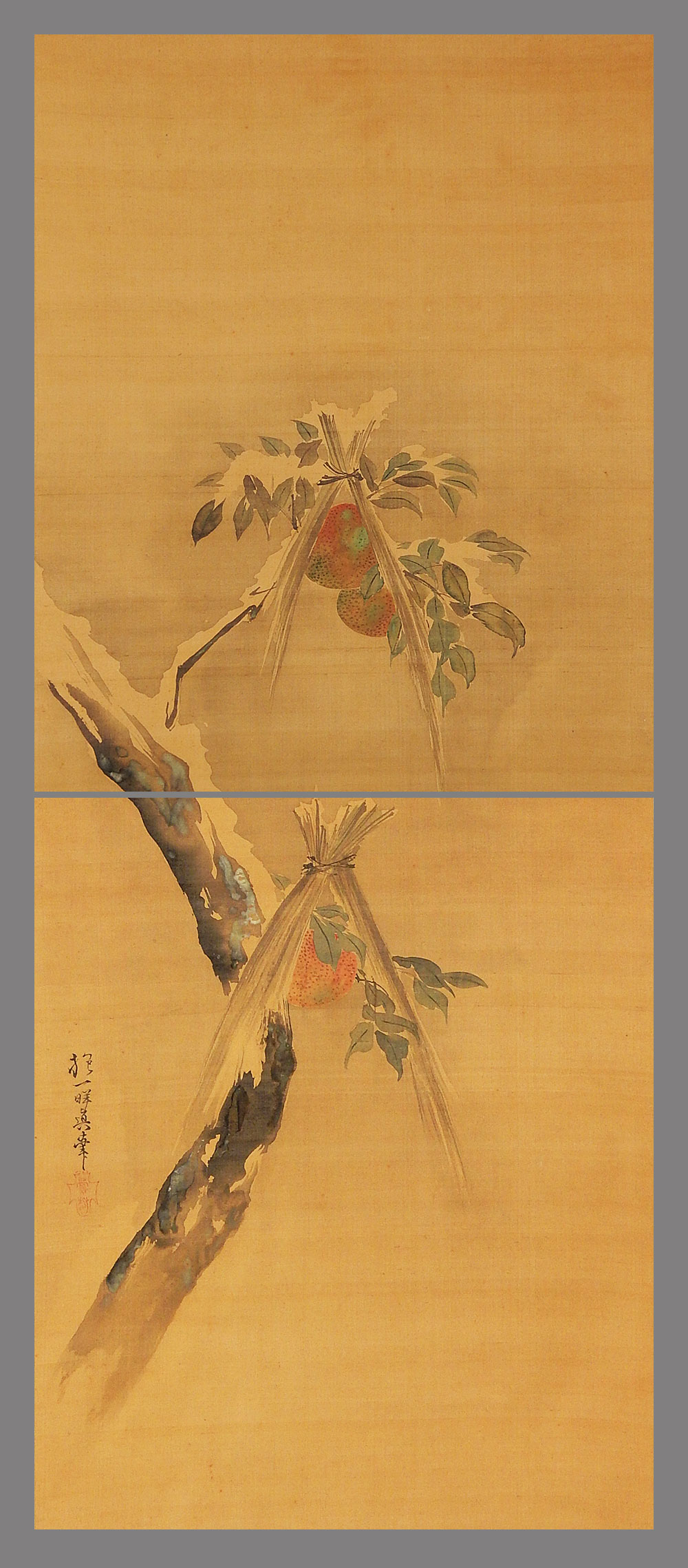 最新版■酒井抱一■寒果実図■江戸時代の絵師/俳人■肉筆■掛軸■掛け軸■日本画■ 花鳥、鳥獣